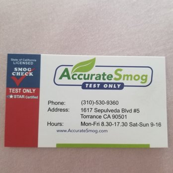 Accurate Smog - Heres the card - Smog Check Stations Near Me - Torrance, California