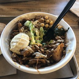 Toss it, chicken, hummus, chickpeas, over delicious salad.