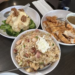 Honey Walnut shrimp, combination Fried Rice, Mandarin Chicken. Honey Walnut shrimp, combination Fried Rice, Mandarin Chicken.