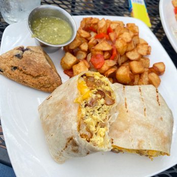 The Windmill Bistro - Breakfast burrito with scone and country potatoes - Breakfast & Brunch Near Me - Sumner, Washington The Windmill Bistro - Breakfast burrito with scone and country potatoes - Breakfast & Brunch Near Me - Sumner, Washington