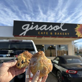 Girasol Cafe and Bakery - Blueberry scone on the left and lemon poppyseed on the right. - Bakeries Near Me - Amarillo, Texas Girasol Cafe and Bakery - Blueberry scone on the left and lemon poppyseed on the right. - Bakeries Near Me - Amarillo, Texas