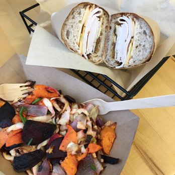Fire Island Rustic Bakeshop - Turkey and apple sandwich. Side of browned butter roasted vegetables. - Bakeries Near Me - Anchorage, Alaska Fire Island Rustic Bakeshop - Turkey and apple sandwich. Side of browned butter roasted vegetables. - Bakeries Near Me - Anchorage, Alaska