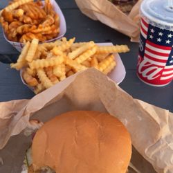 Tee Pee Drive-In - Fish sandwich, cheese burger, waffle fries, crinkle fries