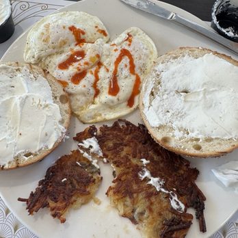 Lefty's Bagels - Bagel and cream cheese, eggs and a latke. - Delis Near Me - St. Louis, Missouri Lefty's Bagels - Bagel and cream cheese, eggs and a latke. - Delis Near Me - St. Louis, Missouri