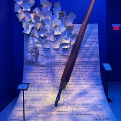 Immersive Van Gogh Exhibit - Letters from Vincent. He wrote nearly 1,000 letters but only sold one painting during his life. In the lobby.