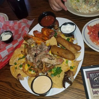 Millstone Southern Smoked BBQ - 12 dollars appetizer sampler - Barbeque Near Me - Logan, Ohio