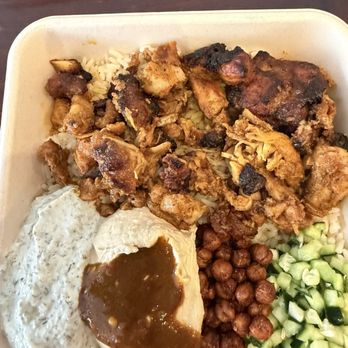 Baba G - BYO RICE BOWL with chicken, Tzatziki, Hummus, and crunchy garbanzos - Salad Near Me - Orange, California
