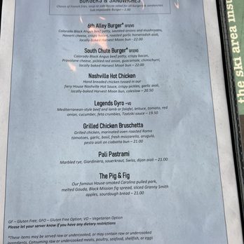 6th Alley Bar & Grill - burgers menu - Bars Near Me - Dillon, Colorado