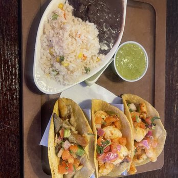 Santo Patio - Shrimps taco with a mushroom taco - Mexican Near Me - Del Valle, Texas