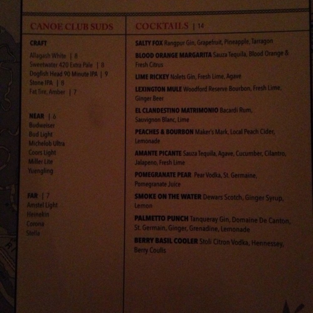 Here is the menu, excuse the dim lighting.