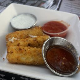 Homemade mozzarella sticks w/ habanero jelly, marinara sauce, and ranch Homemade mozzarella sticks w/ habanero jelly, marinara sauce, and ranch