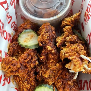 The Red Chickz - 3 Tenders w/ Side of Cheese Curds - Chicken Shop Near Me - Carlsbad, California
