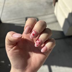 Lily Nails - Acrylic nails with shear polish and hearts