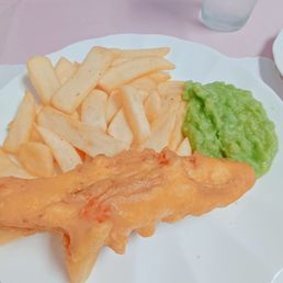 Fish n chips combo meal with mushy peas
