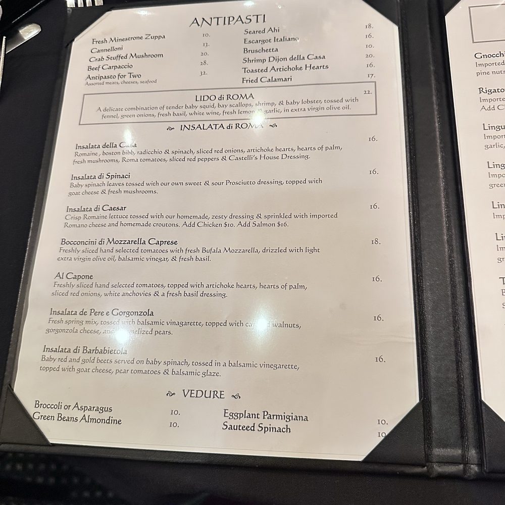 Castelli's - Antipasti, Lido Di Roma, Insalata di Roma , Vedure - Italian Near Me - Palm Desert, California