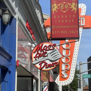 Mass Ave Diner - Street view of their sign. - Diners Near Me - Cambridge, Massachusetts