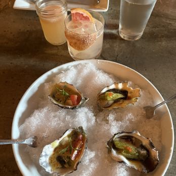 Nunos Bistro & Bar - Nikoi oysters and leche de tigre oysters - Modern European Near Me - Upland, California Nunos Bistro & Bar - Nikoi oysters and leche de tigre oysters - Modern European Near Me - Upland, California
