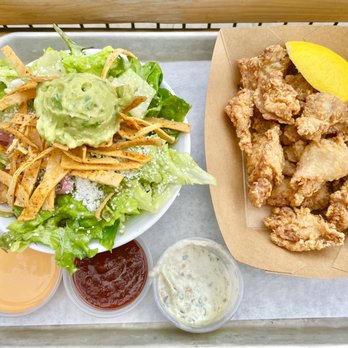 The Crack Shack - Chicken Oysters (non spicy) and Romaine Calm Side Salad - New American Near Me - Encinitas, California