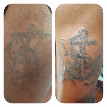 Embassy Tattoo - I used an anchor to cover a faded tattoo- before and after - Piercing Near Me - Washington, DC, District of Columbia
