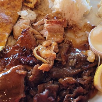 Aloha Kitchen - Mixed plate with chicken & beef BBQ,  macaroni salad & white rice - Hawaiian Near Me - Las Vegas, Nevada