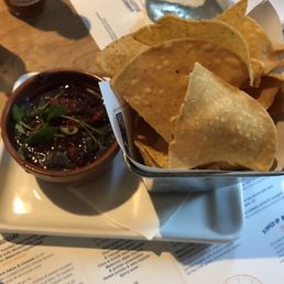 Chips with beans with chorizo were good.