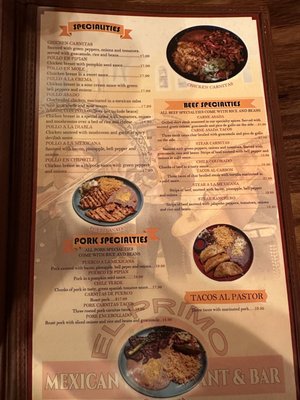 Menu photo 1 El Primo Mexican Restaurant McMinnville, OR Menu photo 1 El Primo Mexican Restaurant McMinnville, OR