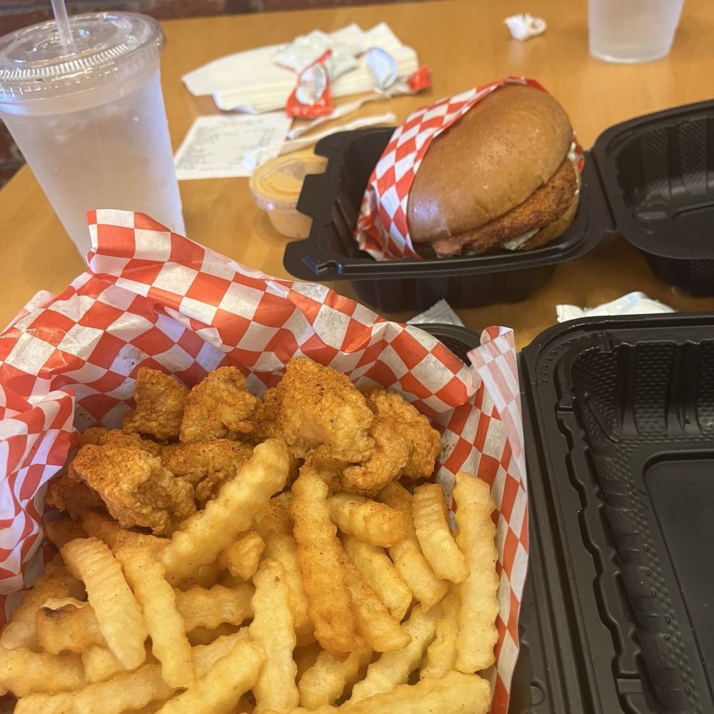 Byrd's Rebel Sandwich Byrd's Bites with fries Byrd's Rebel Sandwich Byrd's Bites with fries