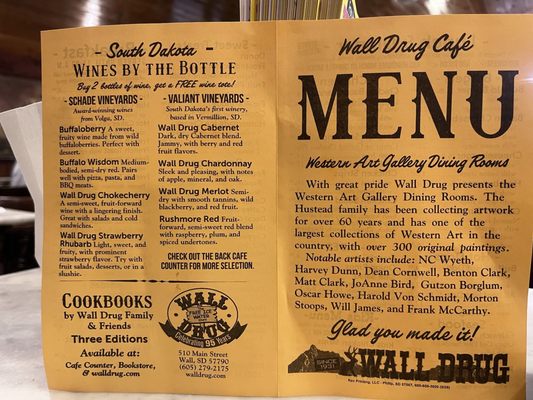 Menu photo 1 Wall Drug Store Wall, SD Menu photo 1 Wall Drug Store Wall, SD