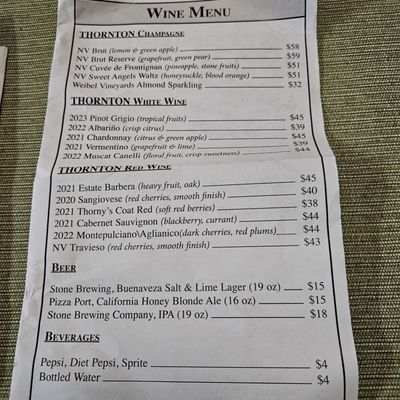 Menu photo 8 Thornton Winery Temecula, CA