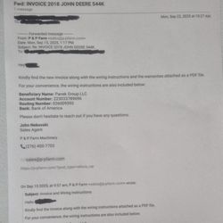P and P Farm Machinery - Scammer invoice