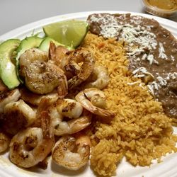 Tacos Chapis - Grilled shrimp plate. Came with tortillas so you can build yourself some street tacos.