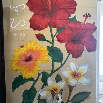 Malaya - Flower mural (Plus my dog ) - Coffee & Tea Near Me - Arcadia, California