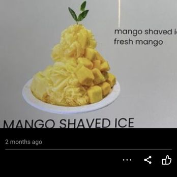 True Matcha - This is what their mango shaved ice looks like on the menu, which has big chunks of real mango. - Coffee & Tea Near Me - Las Vegas, Nevada True Matcha - This is what their mango shaved ice looks like on the menu, which has big chunks of real mango. - Coffee & Tea Near Me - Las Vegas, Nevada