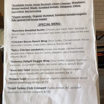 Bagel Kitchen - Special Menu as of Nov 2018 - Bagels Near Me - Pacific Grove, California
