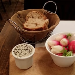 bread and radishes with olive butter