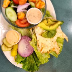 Pete's Brass Rail & Car Wash - Pepper jack chicken sandwich with lettuce wrap.