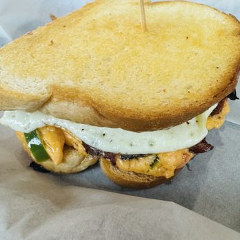 Roots Coffee Bar - Spicy Pimento Grilled Cheese + egg + bacon - Coffee & Tea Near Me - Springfield, Missouri