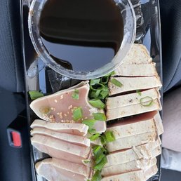 a tray of food in a car a tray of food in a car