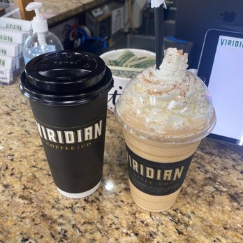 Viridian Coffee - Flat white and pumpkin spice blended drink - Coffee & Tea Near Me - Lawton, Oklahoma Viridian Coffee - Flat white and pumpkin spice blended drink - Coffee & Tea Near Me - Lawton, Oklahoma
