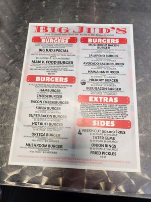 Menu photo 2 Big Jud's Boise, ID