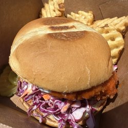 The Border Table - Fried Chicken Sandwich and waffle fries