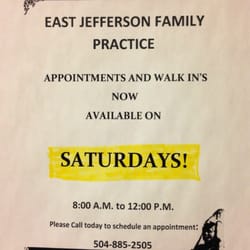 East Jefferson Family Practice - Saturday appointments available!