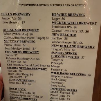 Jordan Street Cafe - Beer Menu - New American Near Me - Brevard, North Carolina