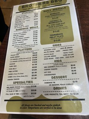 Menu photo 2 Brother's BBQ Pensacola, FL