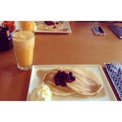 Agatha's Food Store - Pancakes with mixed berries and cream.
