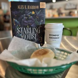 Stompin' Grounds Cafe - Book club Sunday stop: Stompin' Grounds Salted hazelnut latte with oatmilk and Garden Rocket with avocado