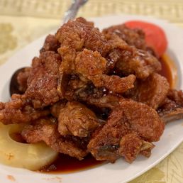 Chopped Pork Chops with Black Bean Sauce on Rice