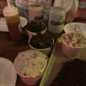 Hometown Bar-B-Que - Hometown Slaw Backyard Potato Salad Collard Greens Cornbread (somewhere in the background) - Barbeque Near Me - Brooklyn, New York