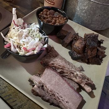 Sauced BBQ & Spirits - Orange - 2 Meat Combination Plate: brisket and burnt ends - Barbeque Near Me - Orange, California Sauced BBQ & Spirits - Orange - 2 Meat Combination Plate: brisket and burnt ends - Barbeque Near Me - Orange, California