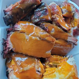 BBQ trio Ribs, Brisket and chicken breast. A ton of food for $20.99.